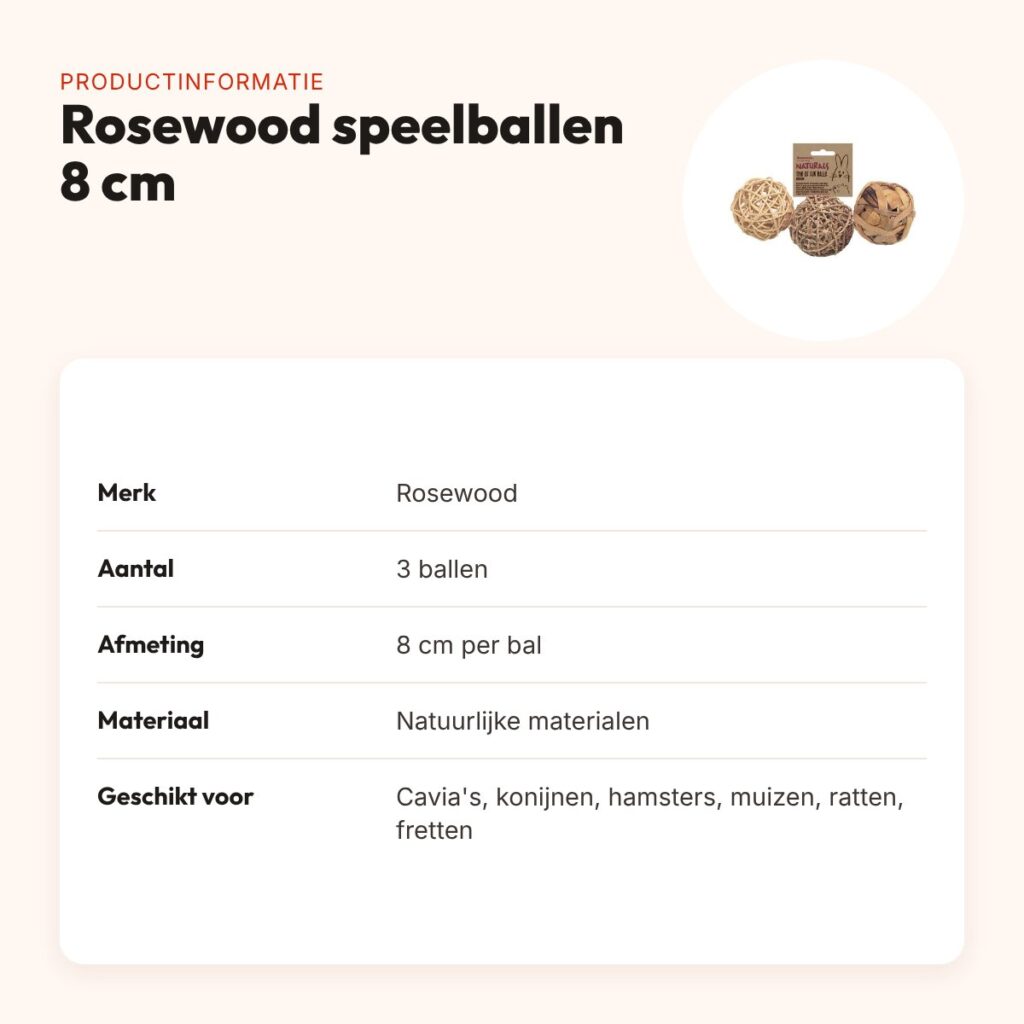 Rosewood speelballen 8 cm – set van 3 voor knaagdieren – productinformatie