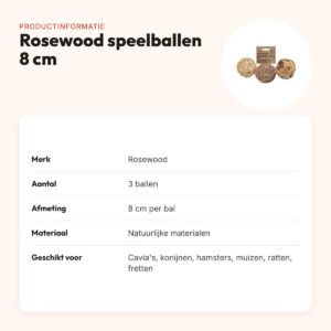 Rosewood speelballen 8 cm – set van 3 voor knaagdieren – productinformatie