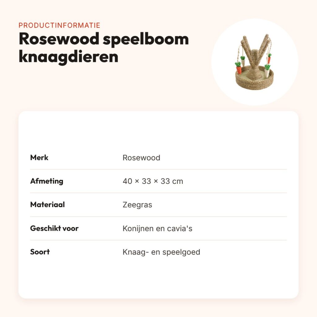 Rosewood speelboom knaagdieren zeegras 40 cm – met nepgroenten – productinformatie
