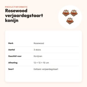 Rosewood verjaardagstaart konijn 13 x 13 x 10 cm – multipack 3 stuks – productinformatie
