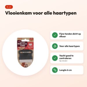 Rosewood vlooienkam Mini 6 cm – voor alle haartypen – voordelen