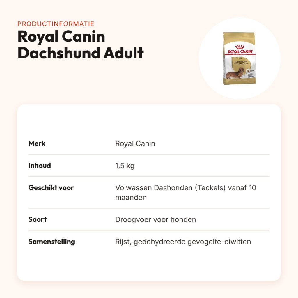Royal Canin Dachshund Adult hondenvoer 1,5 kg – voor gewrichten – productinformatie