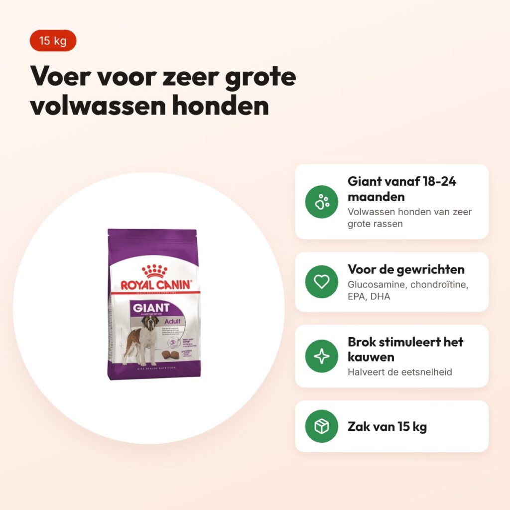 Royal Canin hondenvoer Giant Adult 15 kg – voor zeer grote honden – voordelen