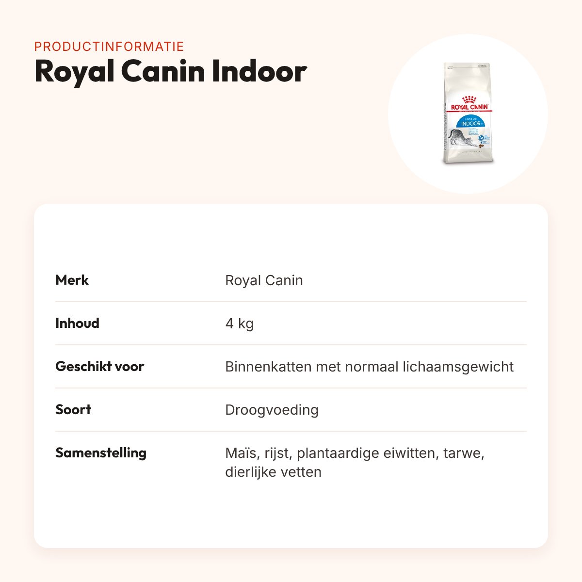 Royal Canin Indoor kattenvoer 4 kg – voor binnenkatten – productinformatie