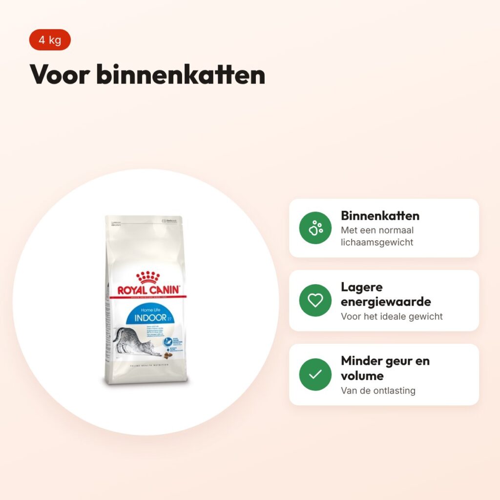 Royal Canin Indoor kattenvoer 4 kg – voor binnenkatten – voordelen