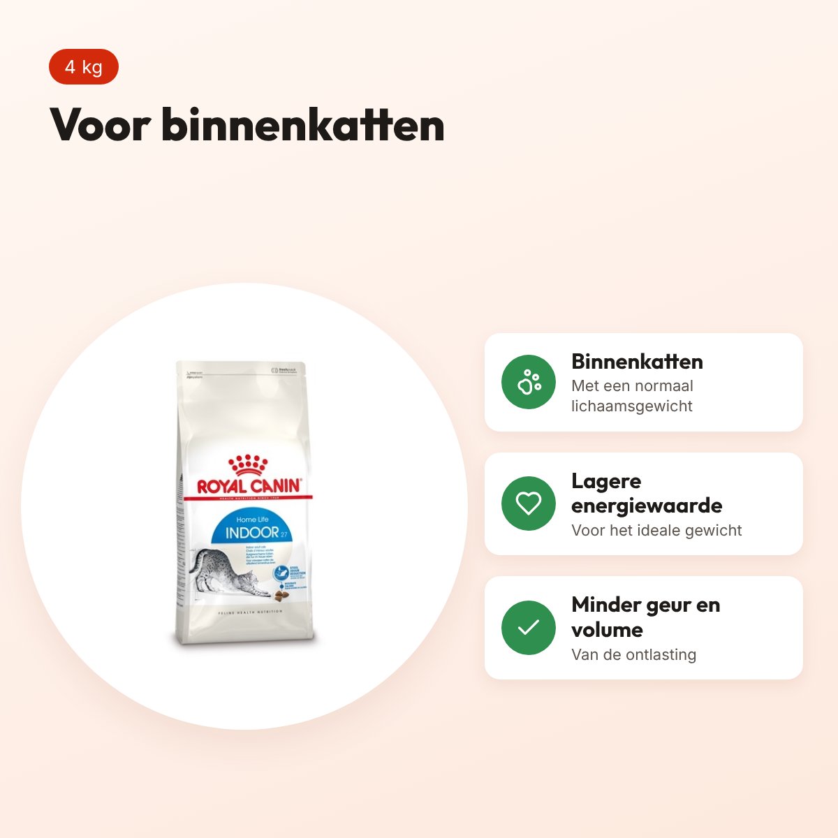 Royal Canin Indoor kattenvoer 4 kg – voor binnenkatten – voordelen