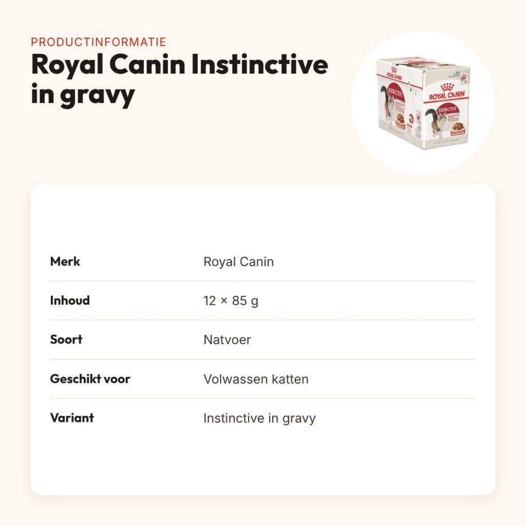 Royal Canin Instinctive in gravy kattenvoer 12 x 85 g – vleesbrokjes – productinformatie
