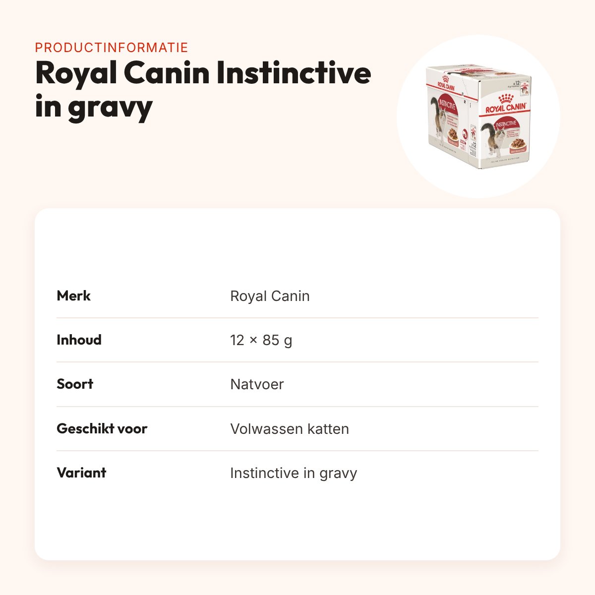 Royal Canin Instinctive in gravy kattenvoer 12 x 85 g – vleesbrokjes – productinformatie