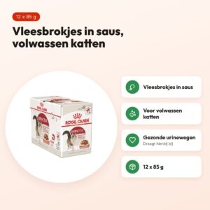 Royal Canin Instinctive in gravy kattenvoer 12 x 85 g – vleesbrokjes – voordelen