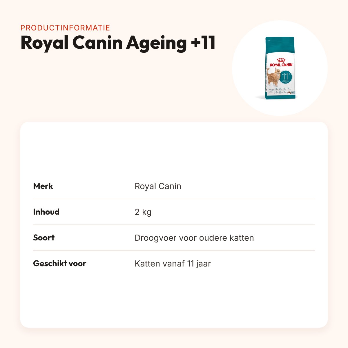 Royal Canin kattenvoer Ageing +11 2 kg – voor senior katten – productinformatie