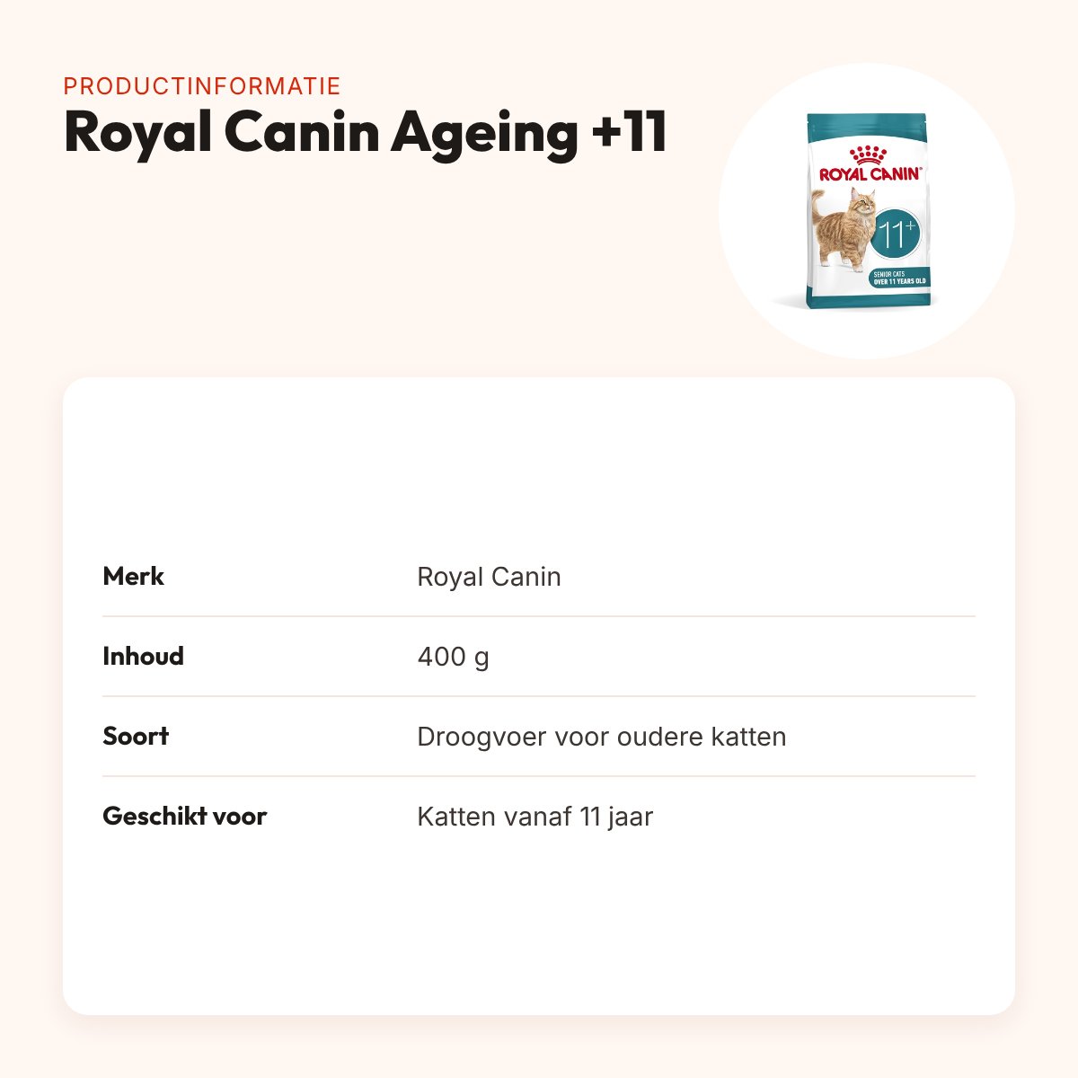 Royal Canin kattenvoer Ageing +11 400 g – senior, makkelijk te kauwen – productinformatie