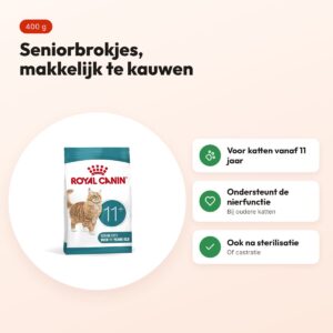 Royal Canin kattenvoer Ageing +11 400 g – senior, makkelijk te kauwen – voordelen