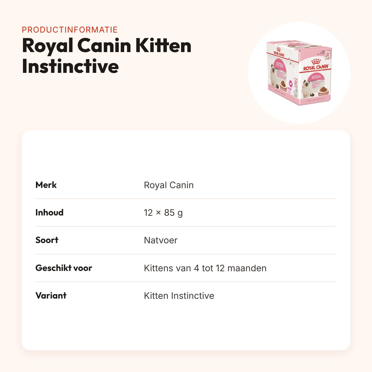 Royal Canin Kitten Instinctive kattenvoer 12 x 85 g – natvoer – productinformatie