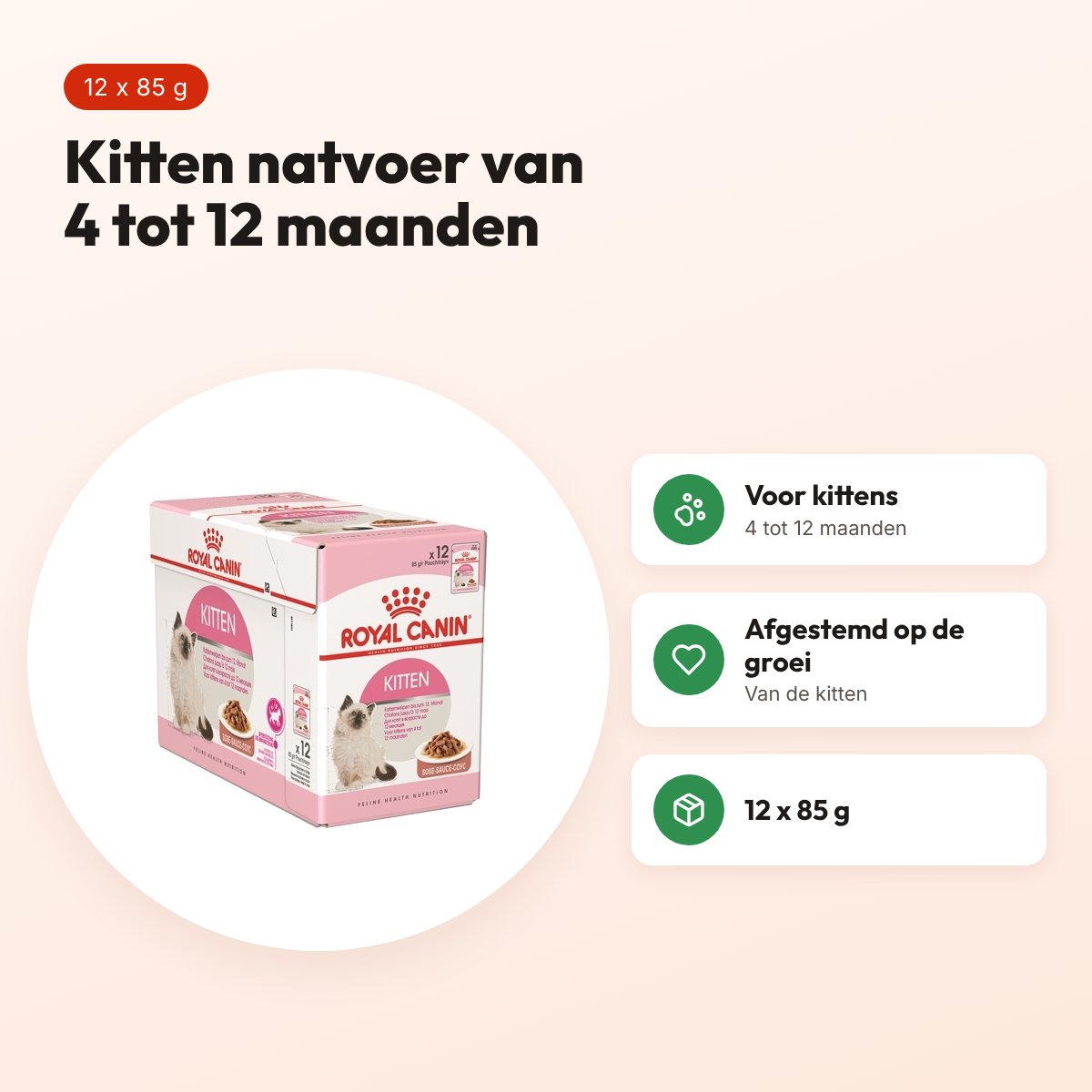 Royal Canin Kitten Instinctive kattenvoer 12 x 85 g – natvoer – voordelen