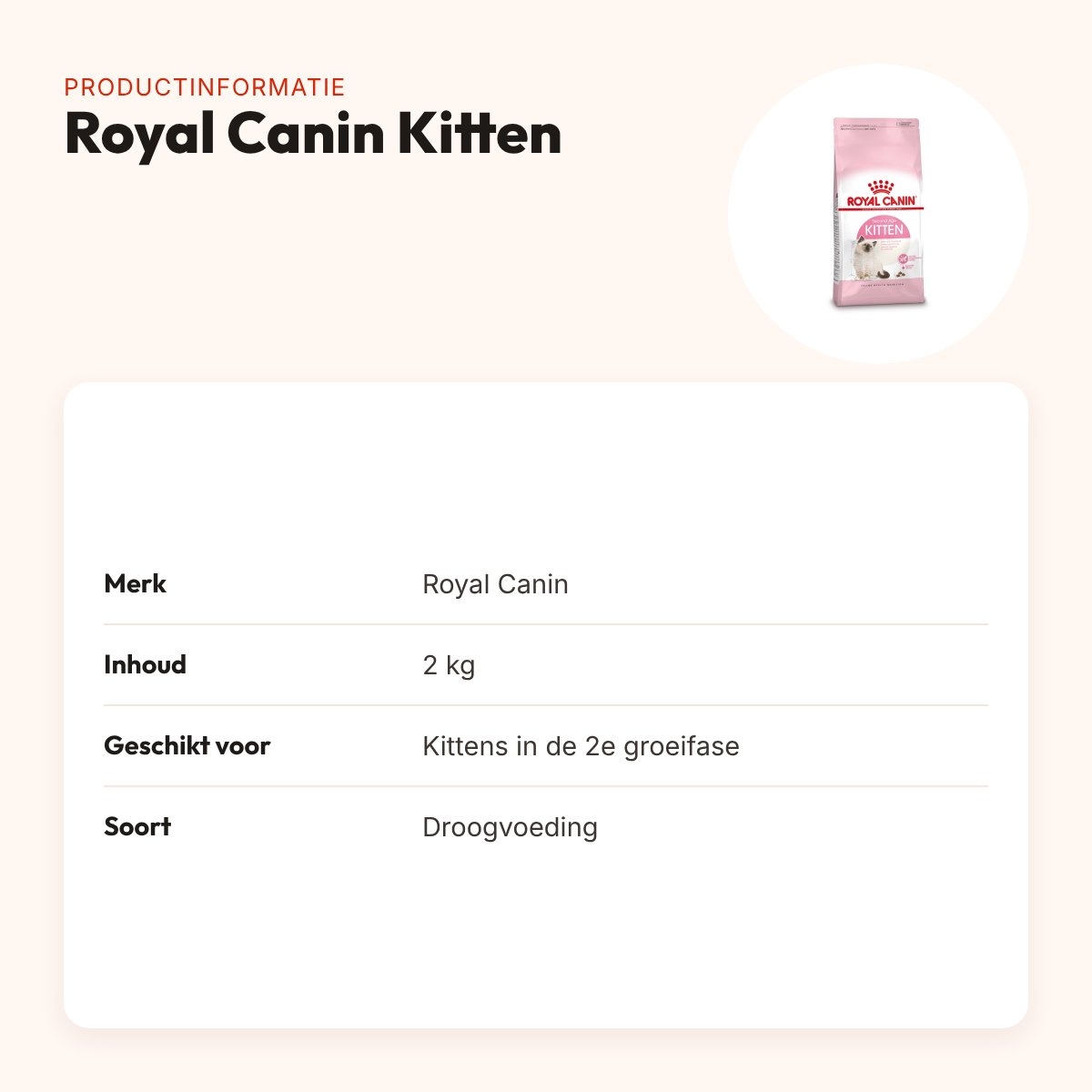 Royal Canin Kitten kittenvoer 2 kg – 2e groeifase – productinformatie