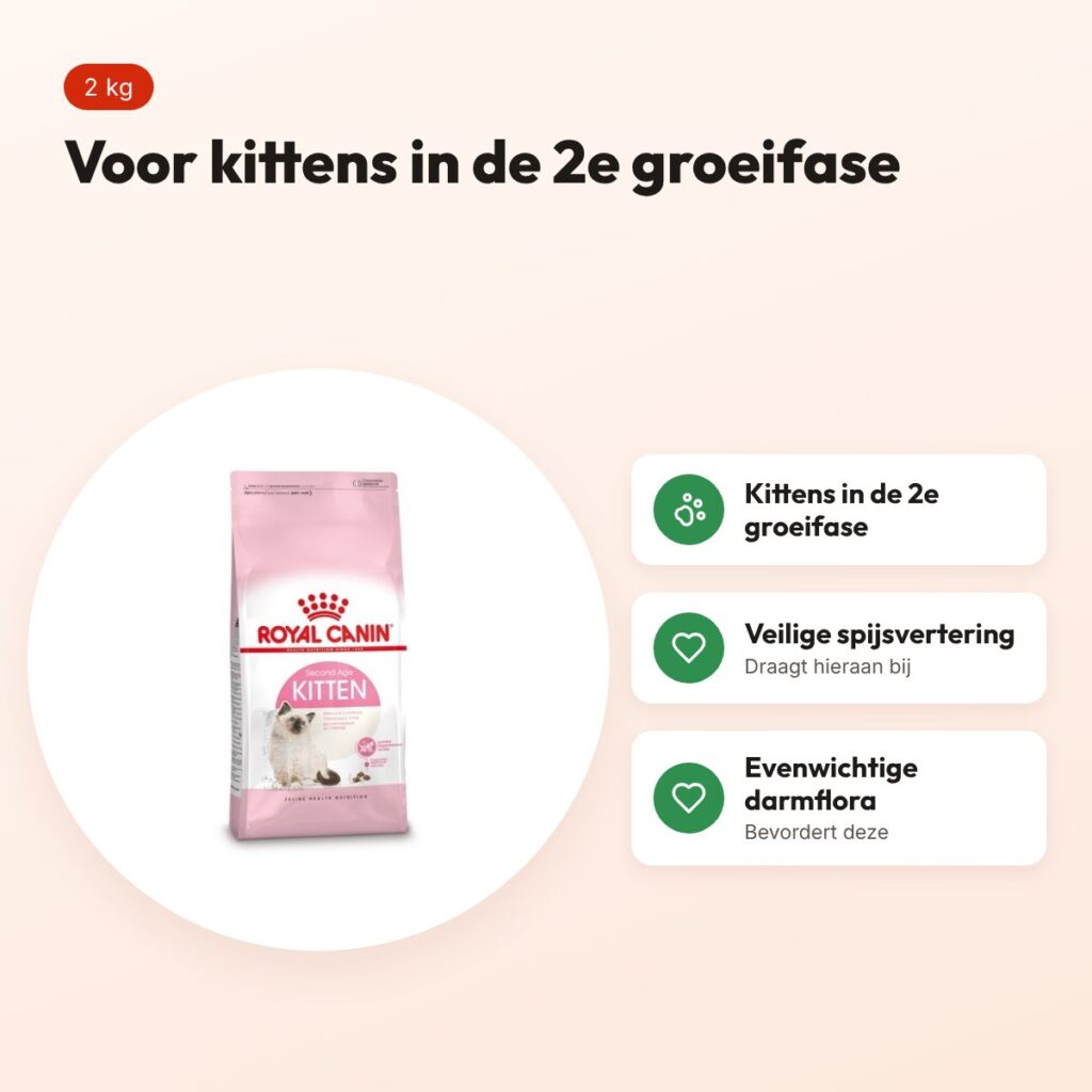 Royal Canin Kitten kittenvoer 2 kg – 2e groeifase – voordelen