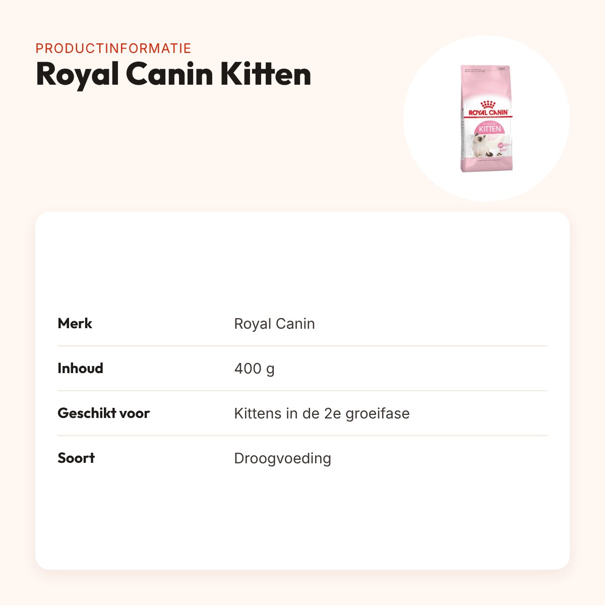 Royal Canin Kitten kittenvoer 400 g – 2e groeifase – productinformatie