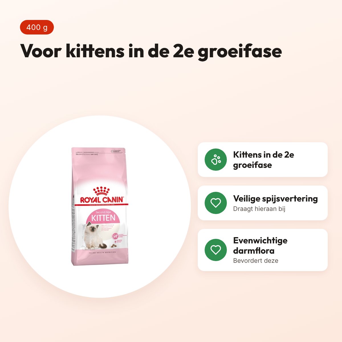 Royal Canin Kitten kittenvoer 400 g – 2e groeifase – voordelen