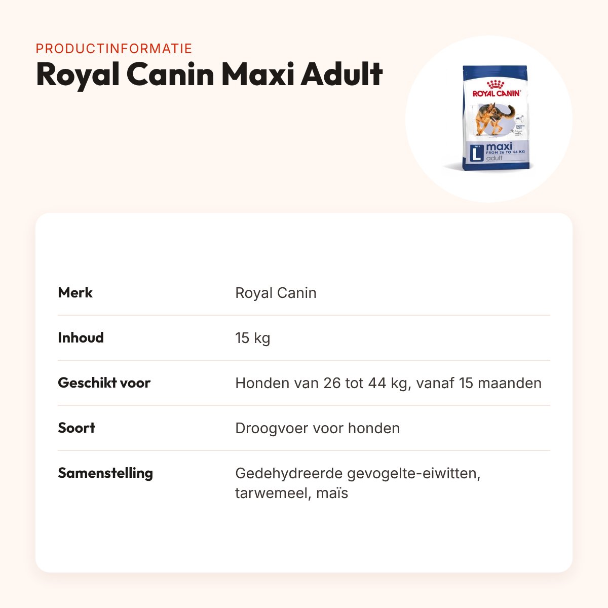 Royal Canin Maxi Adult hondenvoer 15 kg – gezonde spijsvertering – productinformatie
