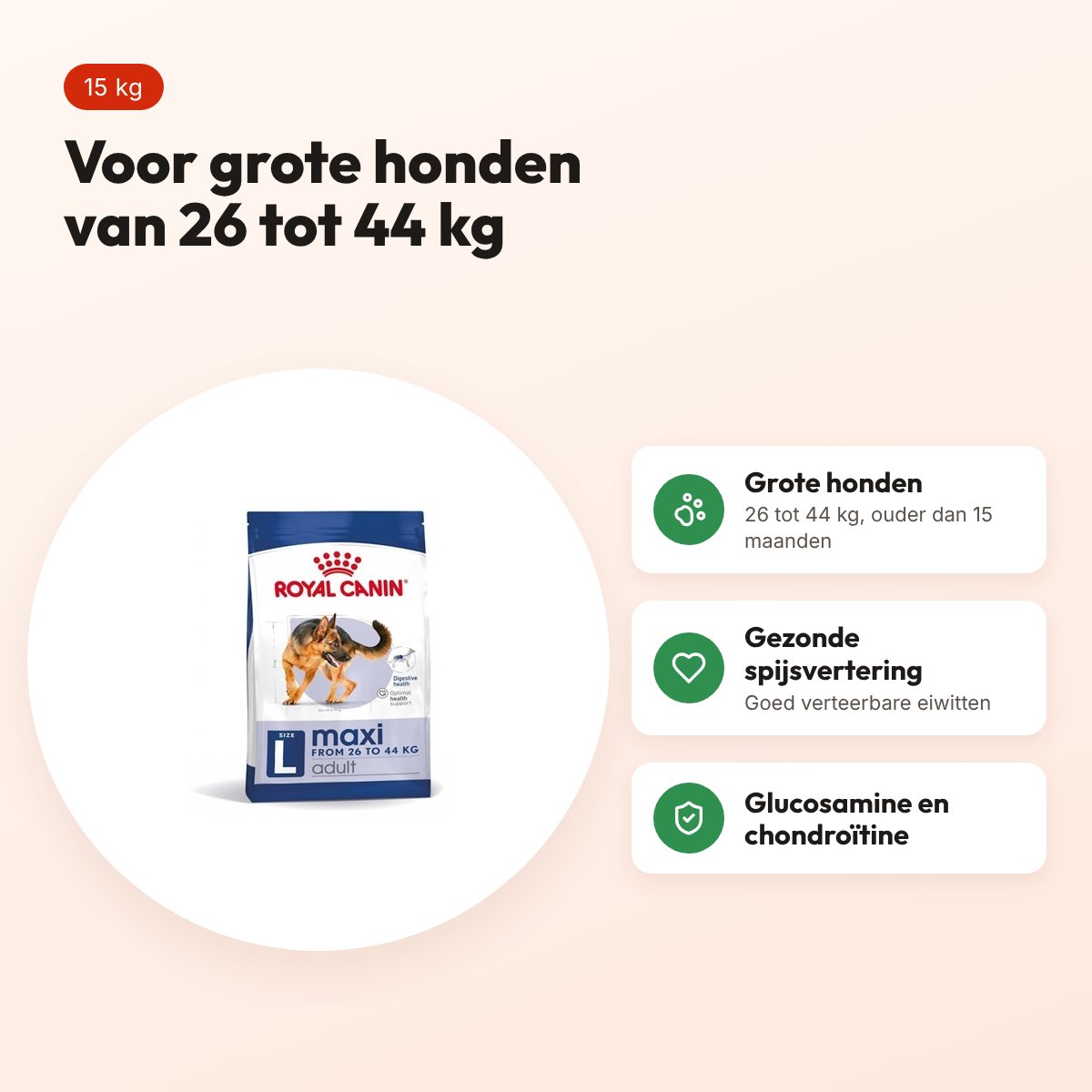 Royal Canin Maxi Adult hondenvoer 15 kg – gezonde spijsvertering – voordelen