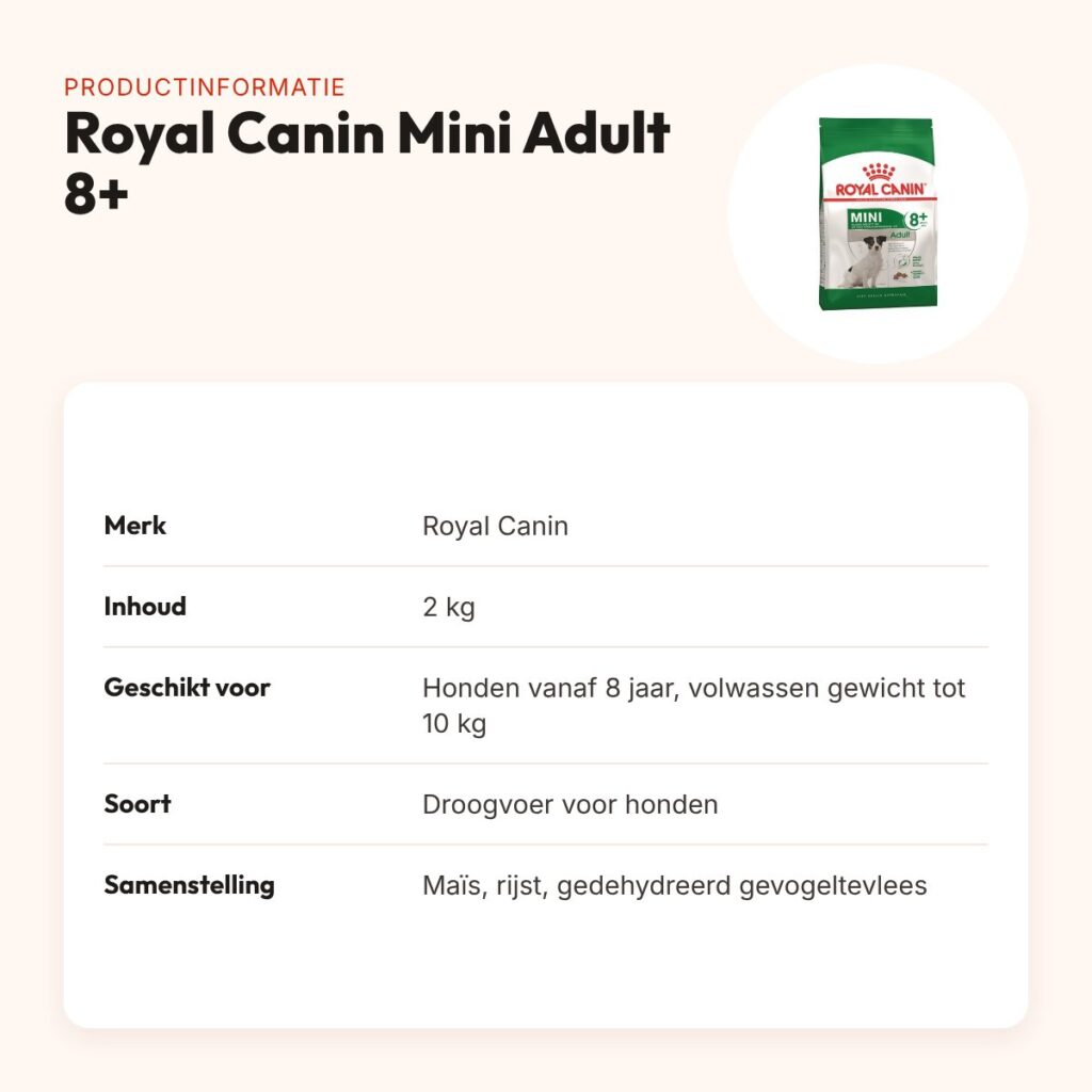 Royal Canin Mini Adult 8+ hondenvoer 2 kg – met antioxidanten – productinformatie