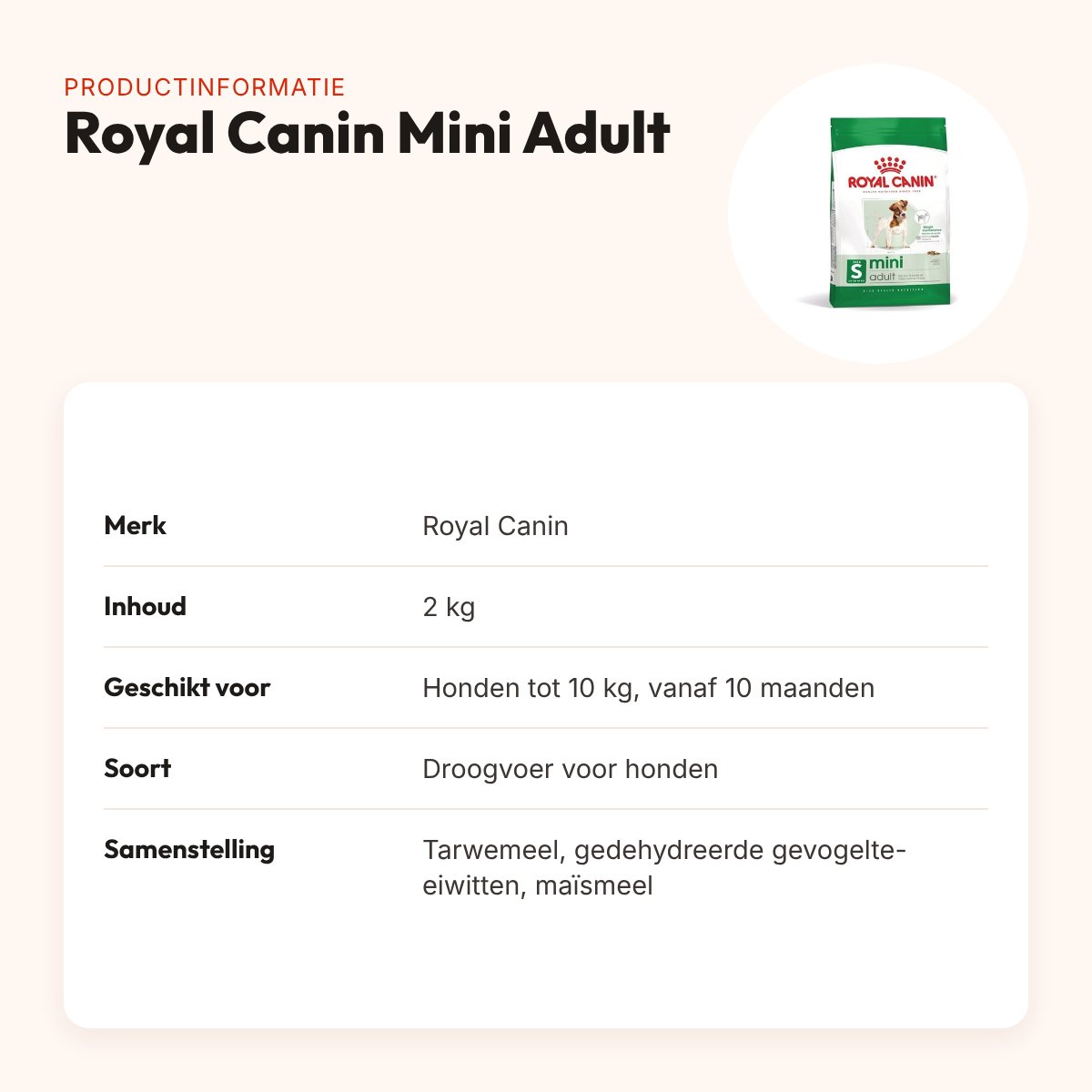 Royal Canin Mini Adult hondenvoer 2 kg – kleine honden – productinformatie