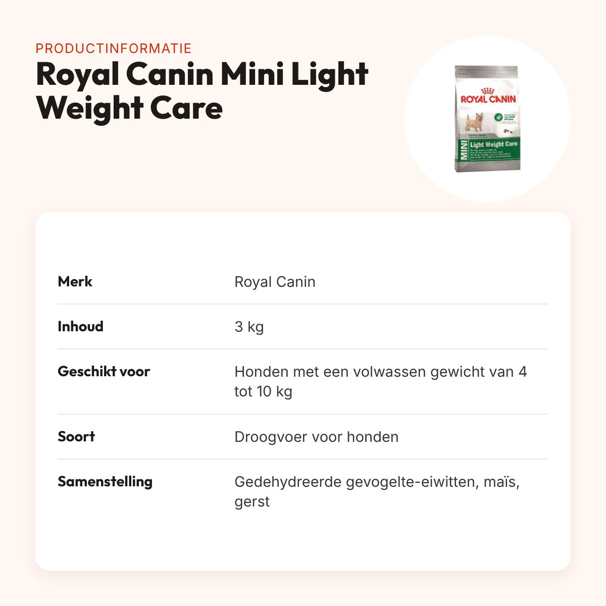 Royal Canin Mini Light Weight Care hondenvoer 3 kg – vetarm – productinformatie