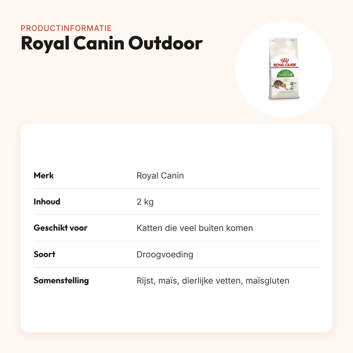 Royal Canin Outdoor kattenvoer 2 kg – voor katten die veel buiten komen – productinformatie