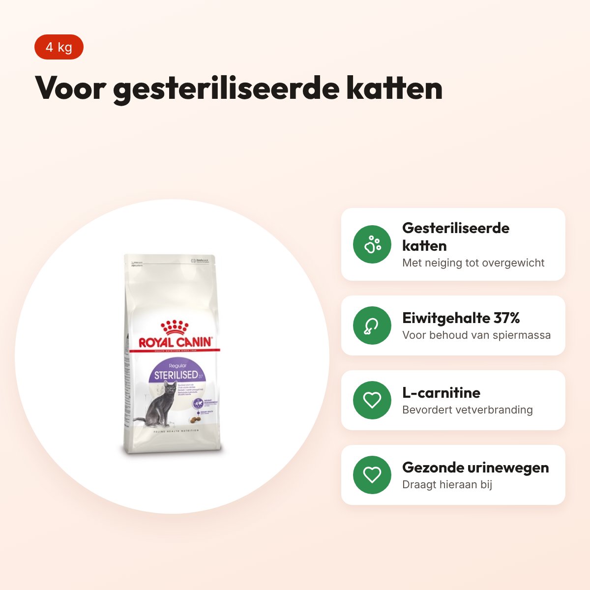 Royal Canin Sterilised kattenvoer 4 kg – gesteriliseerde katten – voordelen