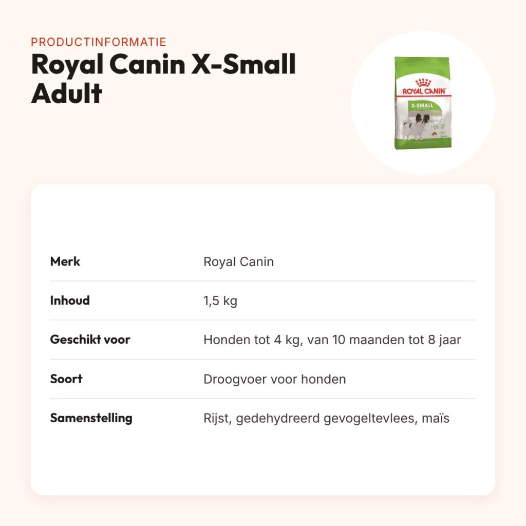 Royal Canin X-Small Adult hondenvoer 1,5 kg – kleine brokjes – productinformatie