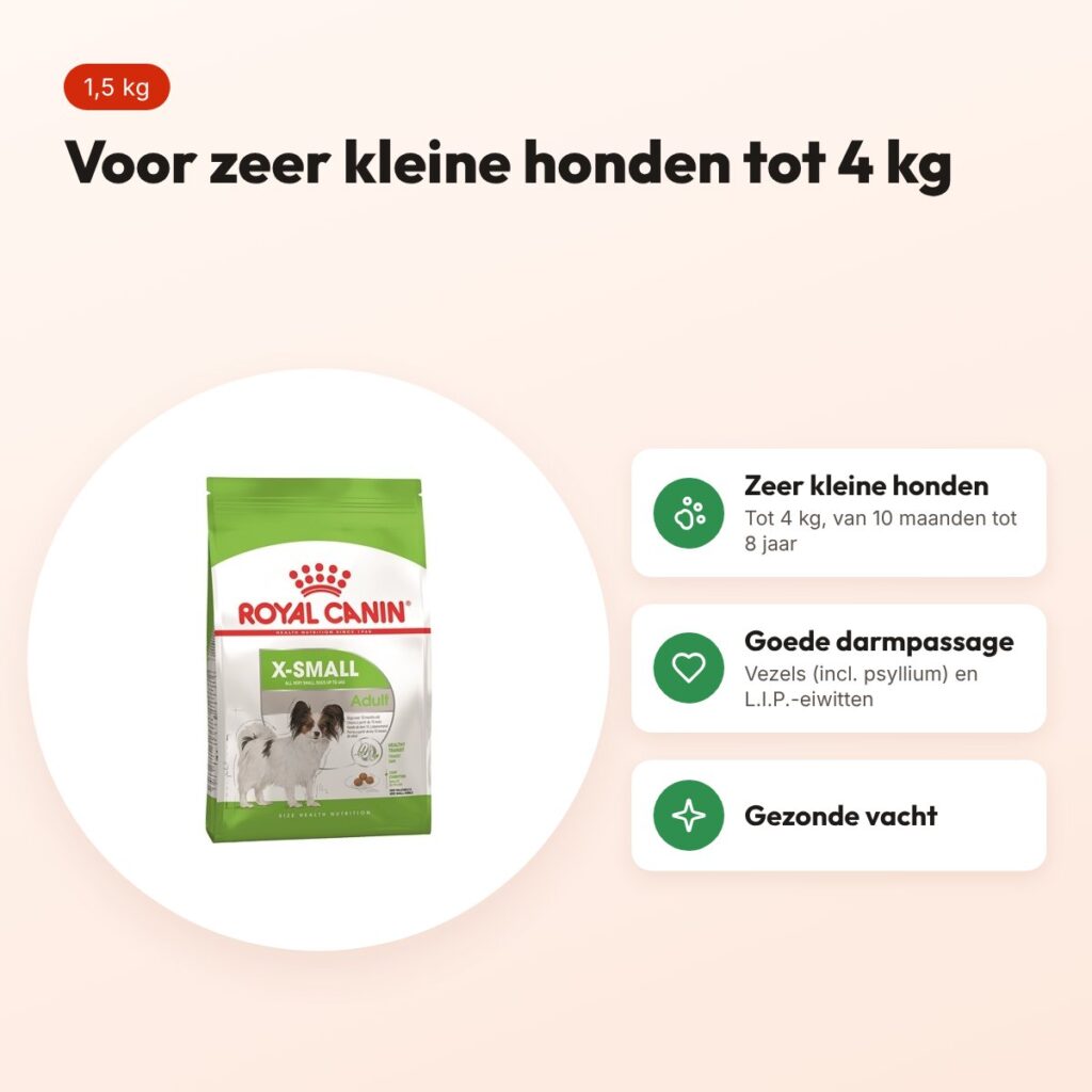 Royal Canin X-Small Adult hondenvoer 1,5 kg – kleine brokjes – voordelen