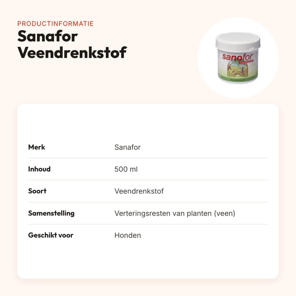 Sanafor Veendrenkstof 500 ml – mineralen voor honden – productinformatie