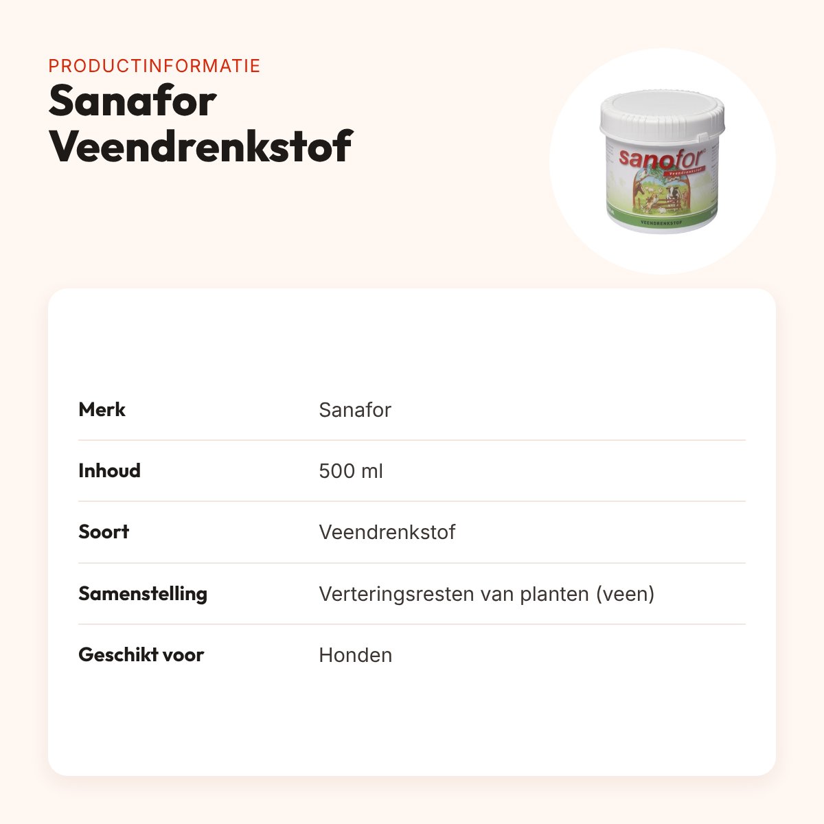 Sanafor Veendrenkstof 500 ml – mineralen voor honden – productinformatie