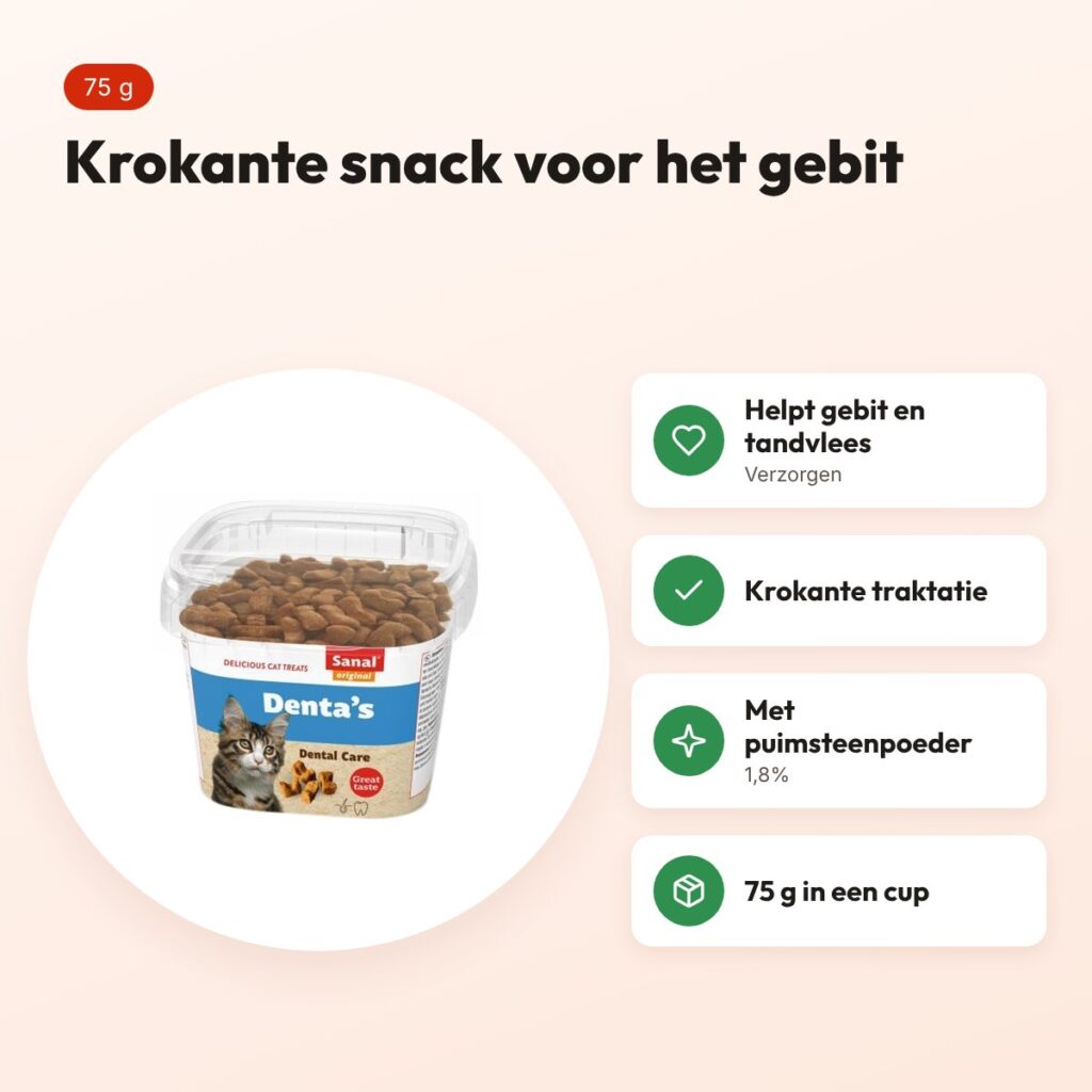 Sanal Denta's kattensnack 75 g – krokant, voor het gebit – voordelen