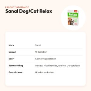 Sanal Dog/Cat Relax kalmeringstabletten 15 tabletten – hond en kat – productinformatie