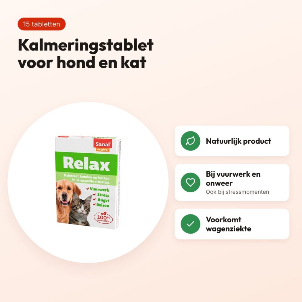 Sanal Dog/Cat Relax kalmeringstabletten 15 tabletten – hond en kat – voordelen