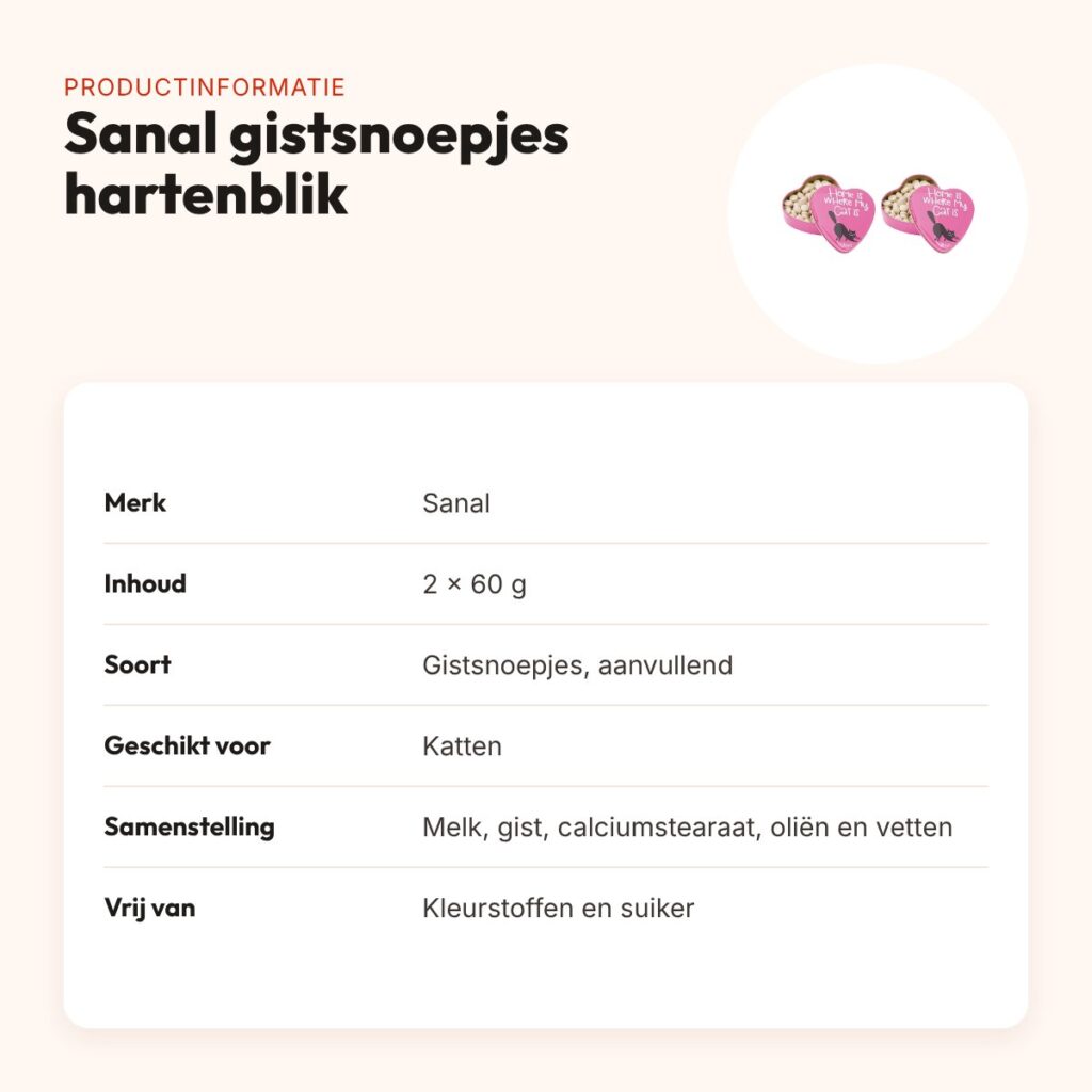 Sanal gistsnoepjes kat in hartenblik 60 g – multipack 2 stuks – productinformatie