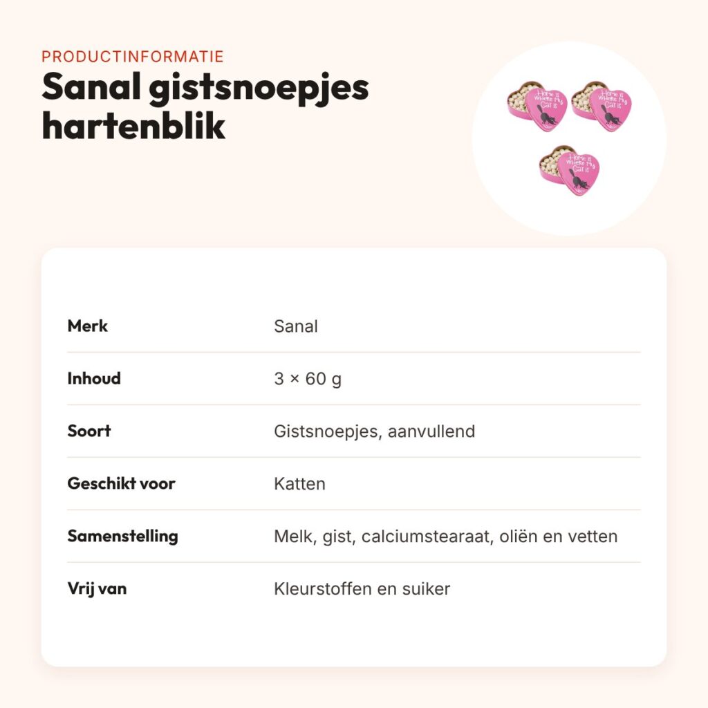 Sanal gistsnoepjes kat in hartenblik 60 g – multipack 3 stuks – productinformatie