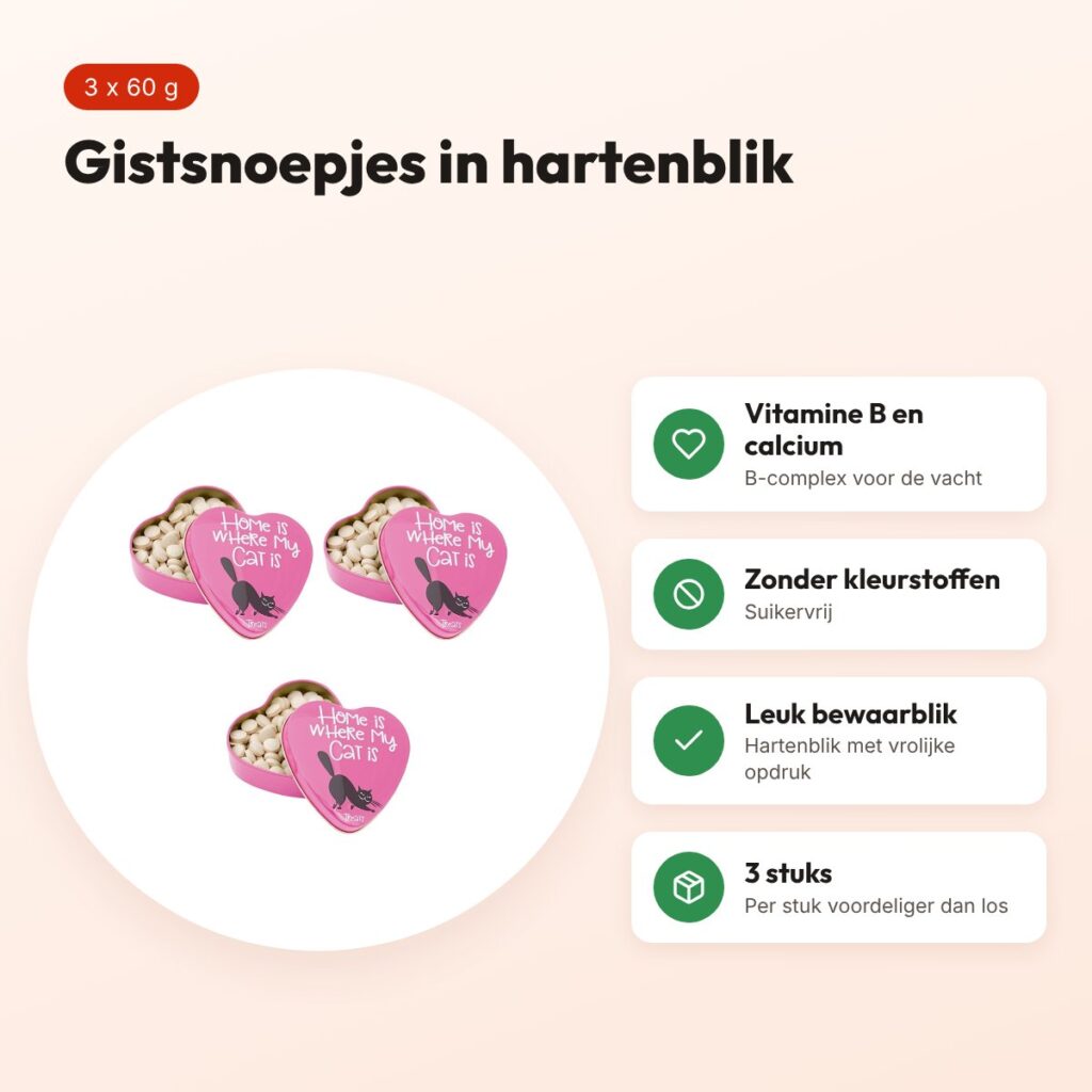 Sanal gistsnoepjes kat in hartenblik 60 g – multipack 3 stuks – voordelen