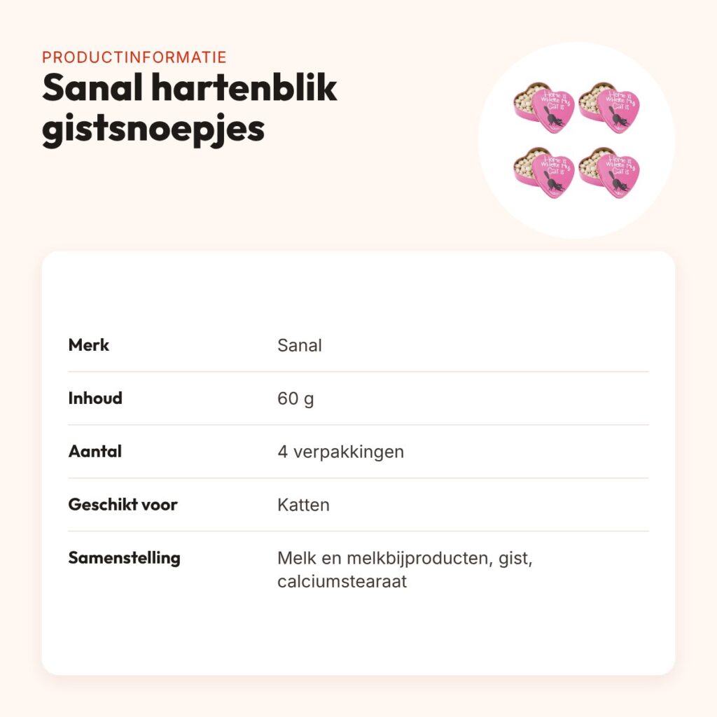 Sanal hartenblik gistsnoepjes katten 60 g – vitamine B – multipack 4 stuks – productinformatie