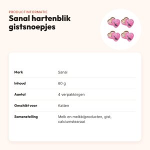 Sanal hartenblik gistsnoepjes katten 60 g – vitamine B – multipack 4 stuks – productinformatie