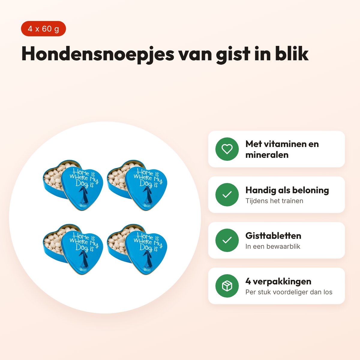 Sanal hartenblik hondensnoepjes met vitaminen 60 g – multipack 4 stuks – voordelen