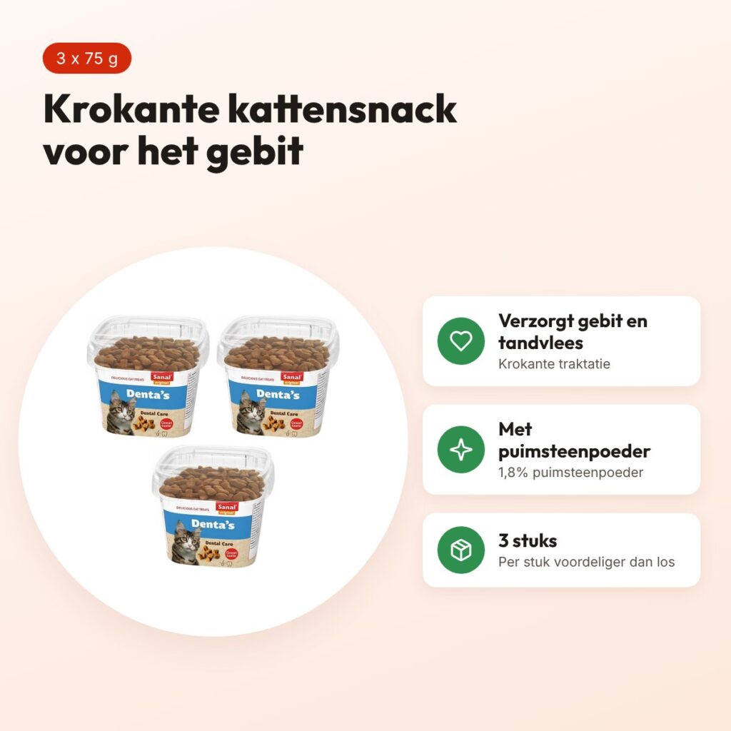 Sanal kattensnack Denta's Cup 75 g – multipack 3 stuks – voordelen