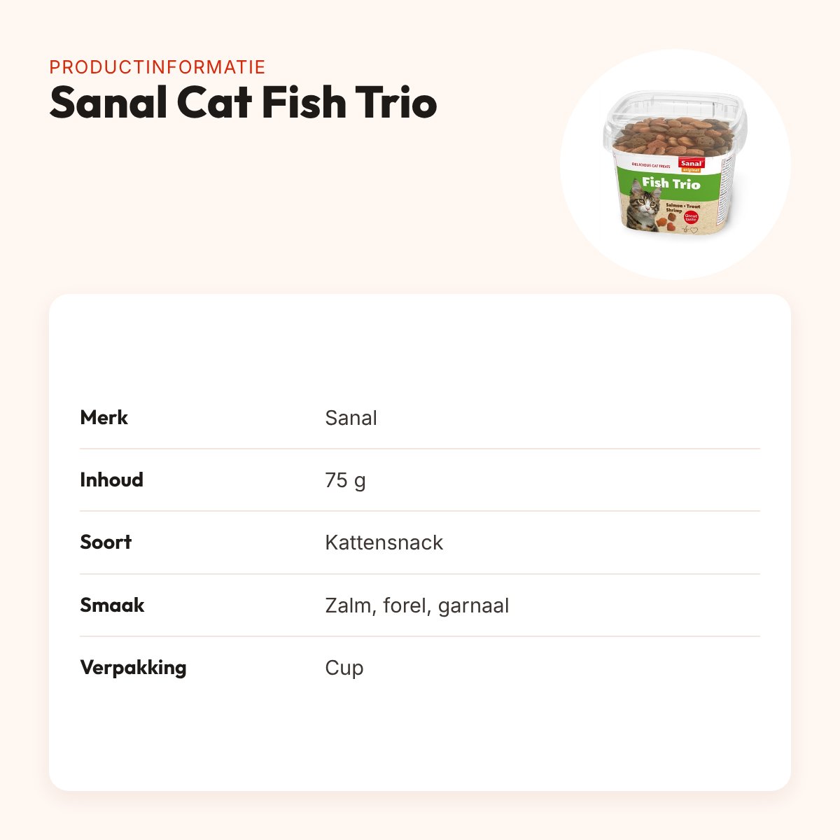 Sanal kattensnacks zalm, forel en garnaal 75 g – Cat Fish Trio – productinformatie