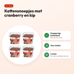 Sanal kattensnoepjes cranberry en kip 75 g – multipack 4 stuks – voordelen