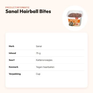 Sanal kattensnoepjes Hairball Bites 75 g – tegen haarballen – productinformatie