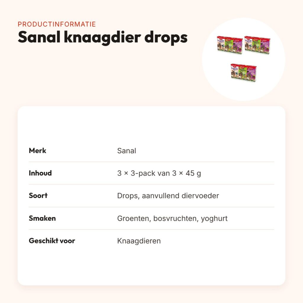 Sanal knaagdier drops groenten, bosvruchten, yoghurt – multipack 3 stuks – productinformatie