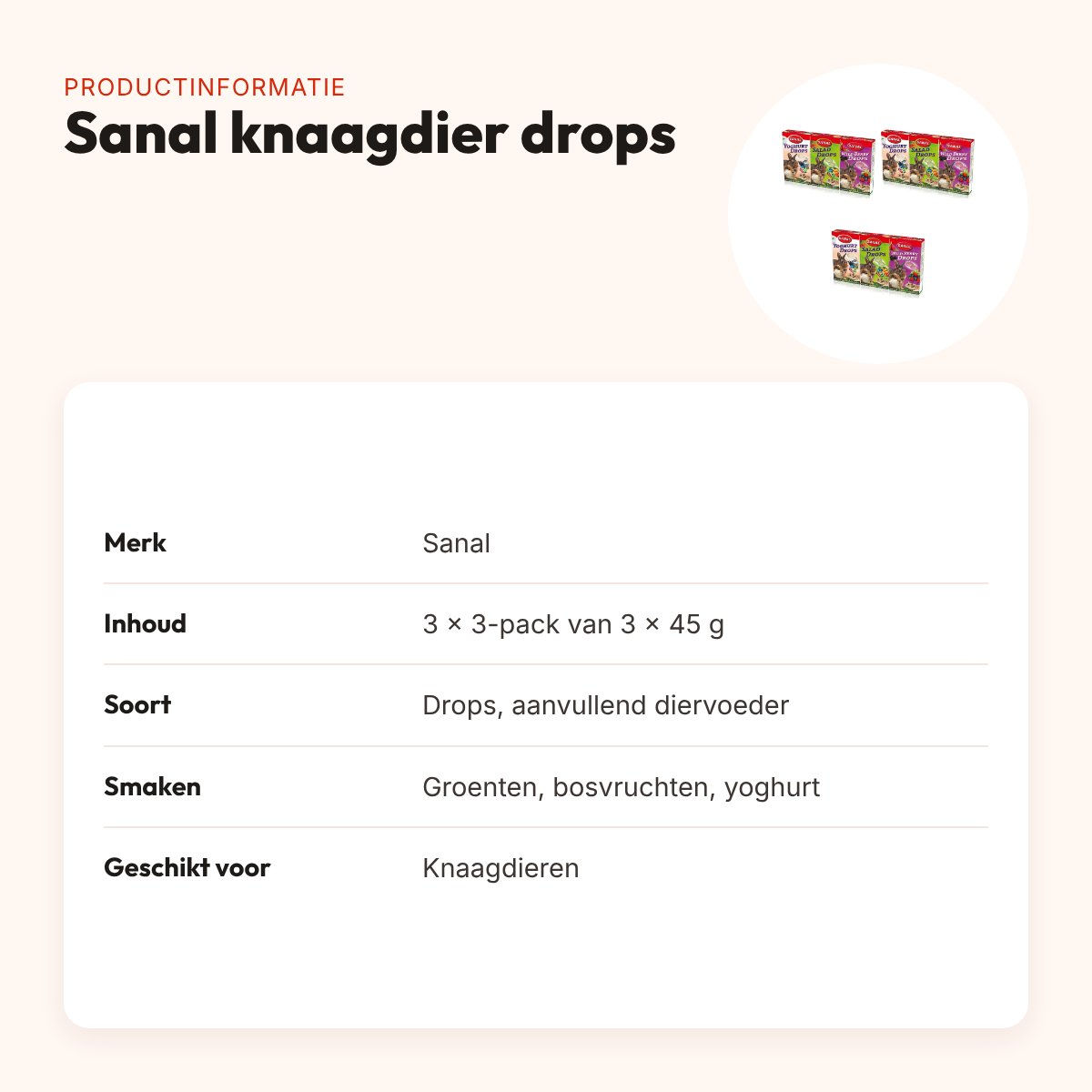 Sanal knaagdier drops groenten, bosvruchten, yoghurt – multipack 3 stuks – productinformatie