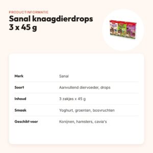 Sanal knaagdierdrops 3 x 45 g – yoghurt, groenten en bosvruchten – productinformatie
