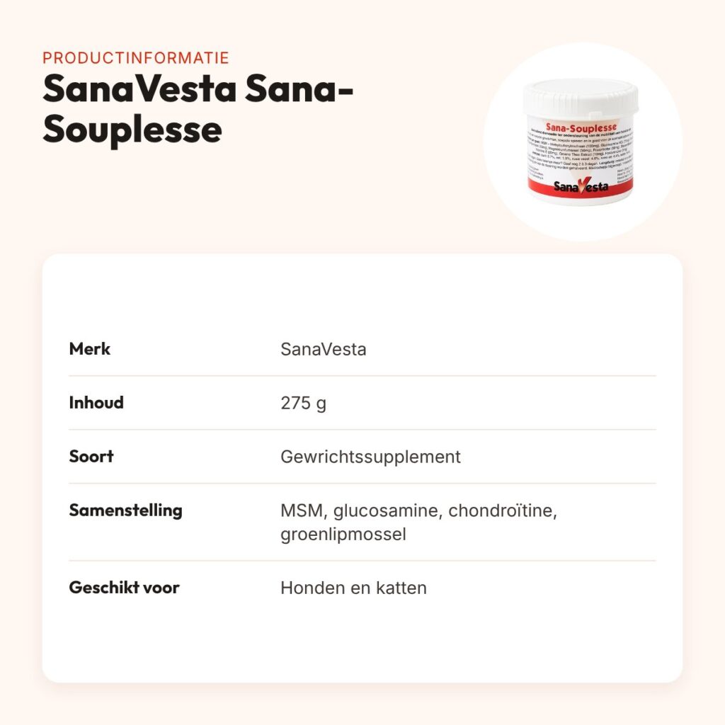 SanaVesta Sana-Souplesse 275 g – gewrichtssupplement hond en kat – productinformatie